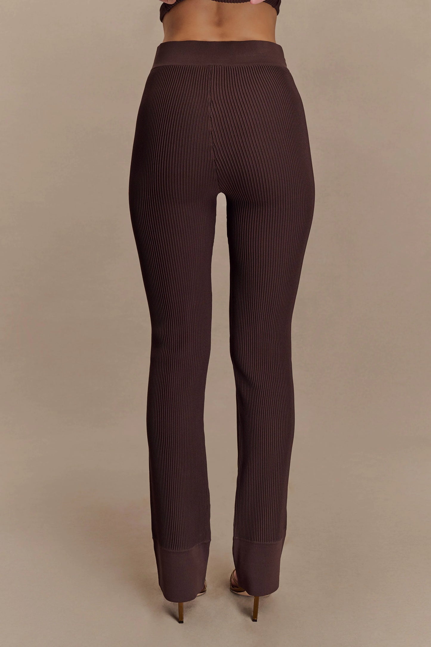 Elodie Ribbed Knit Pants - Chocolate