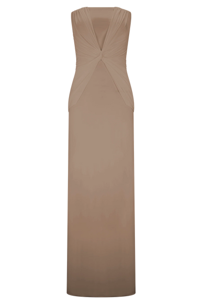 Mirren Strapless Slinky Maxi Dress - Bronze