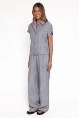 Melanie Pant Set - Charcoal Stripe