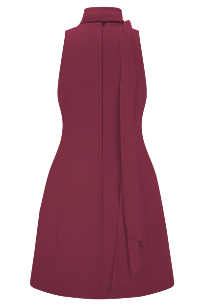 Skyler Suiting Embroidered Mini Dress - Wine