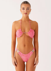 Saint Lucia Bikini Top - Pink Check