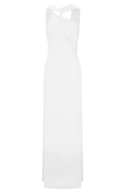 Lottie Slinky Maxi Dress With Split - White