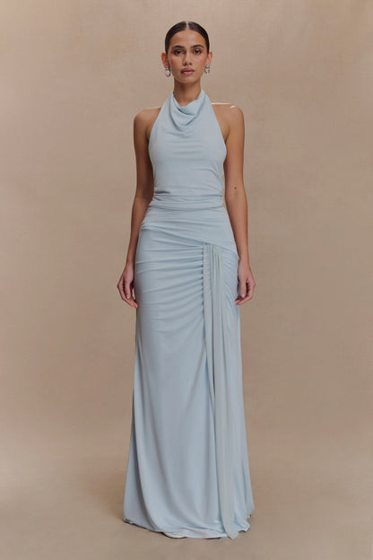Calandra Slinky Halter Top With Hardware - Pale Blue