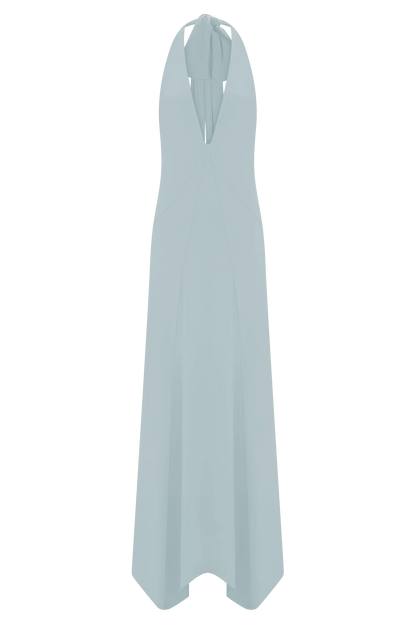 Juliet Slinky Maxi Dress With Scarf - Pale Blue