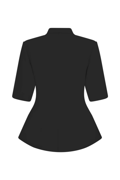 Opal Puff Sleeve Suiting Top - Black