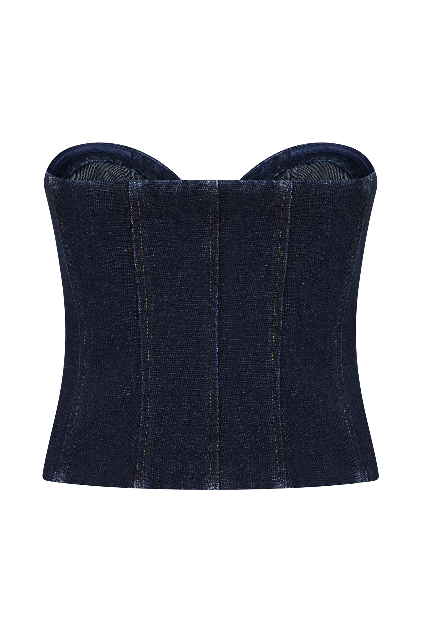 Tully Strapless Topstitch Denim Top - Indigo Blue