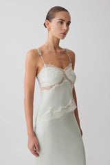 Nina Satin And Lace Camisole - Sage