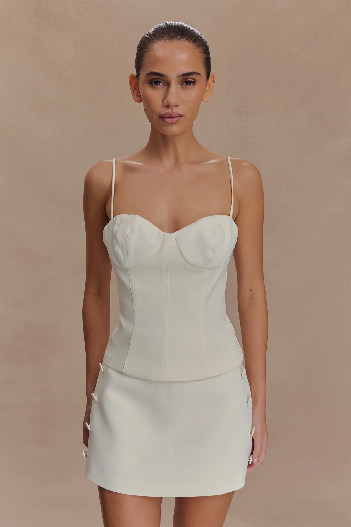 Jaime Spaghetti Strap Suiting Top - Ivory