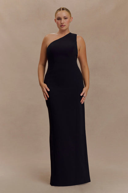 Milena One Shoulder Crepe Maxi Dress - Black