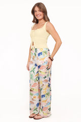 Alba Wide Leg Pant - Cream Resort Isle