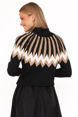 Donner Fairisle Mockneck Sweater - Black
