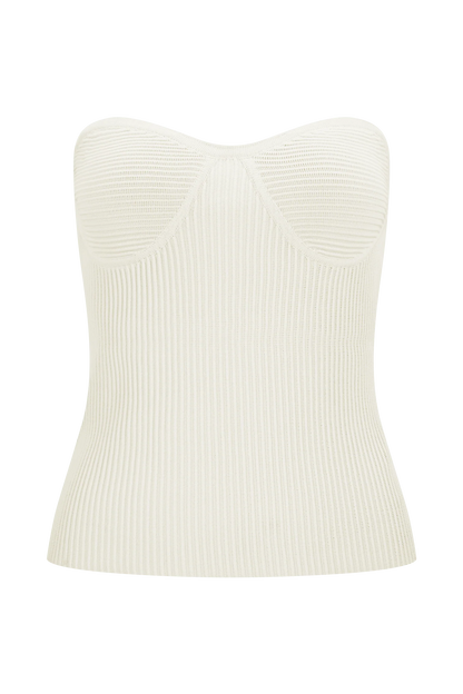 Elodie Strapless Cupped Knit Top - Ivory