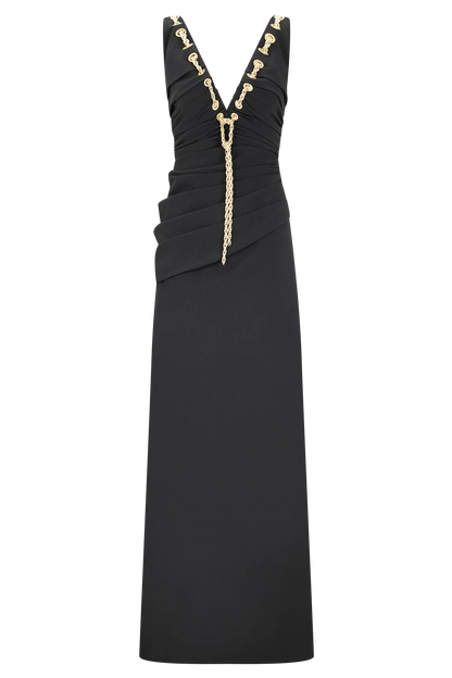 Axton Low Neck Maxi Dress - Black