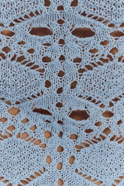 Aeline Strapless Crochet Knit Top - Sky Blue