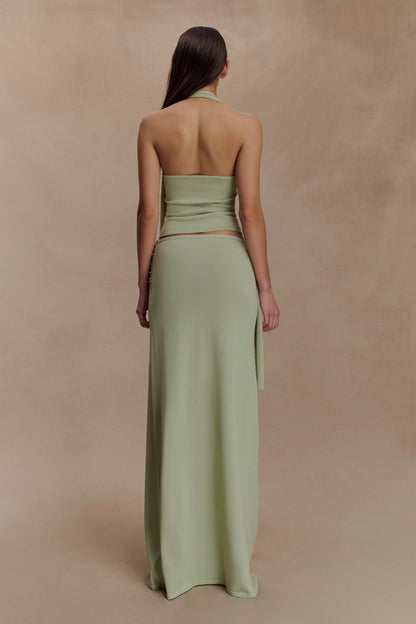 Bowie Low Rise Knit Maxi Skirt - Pastel Green