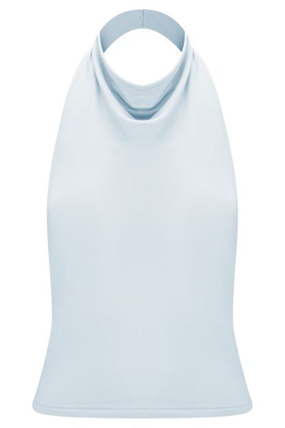 Calandra Slinky Halter Top With Hardware - Pale Blue