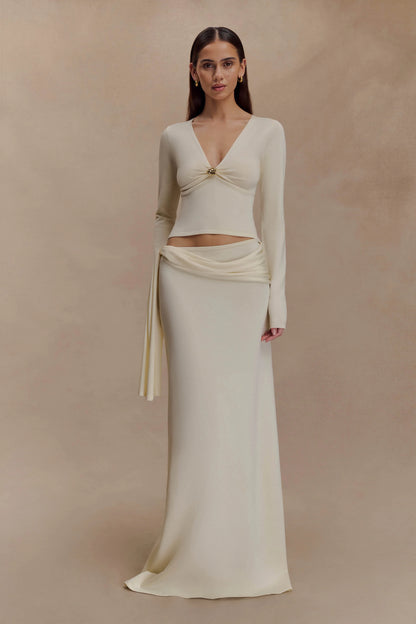 Bowie Low Rise Knit Maxi Skirt - Ivory