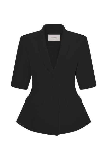 Opal Puff Sleeve Suiting Top - Black