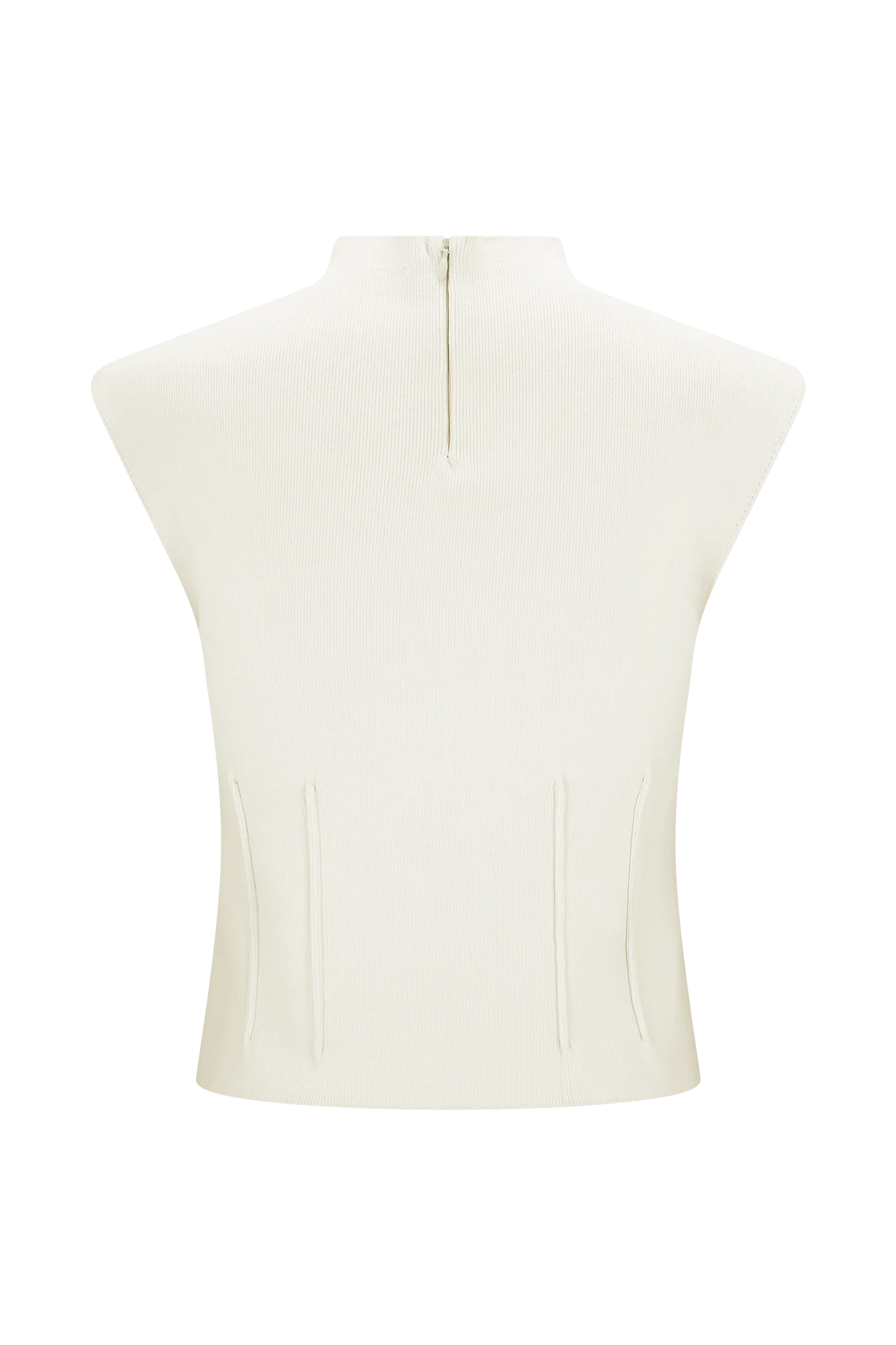 Romaine High Neck Bandage Knit Top - Ivory