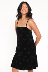 Eileen Mini Dress - Black Velvet