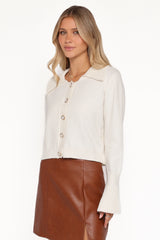 Thelma Trumpet Sleeve Cardigan - Cream