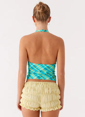 Jetsetter Halter Top - Green Check